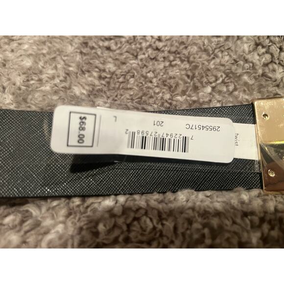 Size L Michael Kors Gold MK Logo Reversible Belt - Chocolate Brown Sig./Black FS - Picture 3 of 3